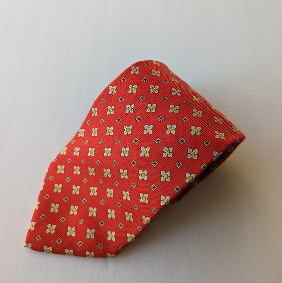 Palais de Doges Ribbed Floral Medallion Silk Tie - Red, Yellow, White 57" - Picture 1 of 6